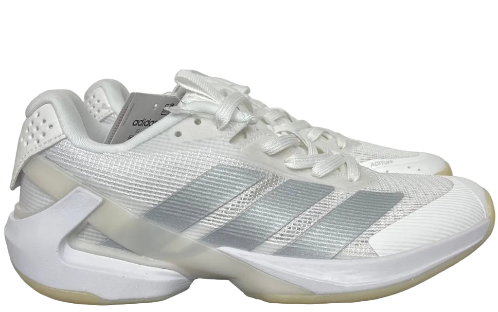 AD ADIZERO UBERSONIC 5 tennis shoes in the Cloud White / Silver Metallic