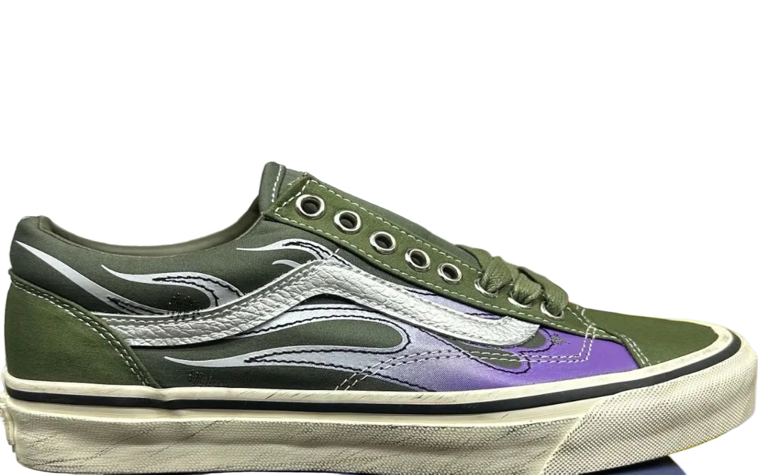 VANS OLD SKOOL ARCHIVE FLAME DARK GREEN WHITE