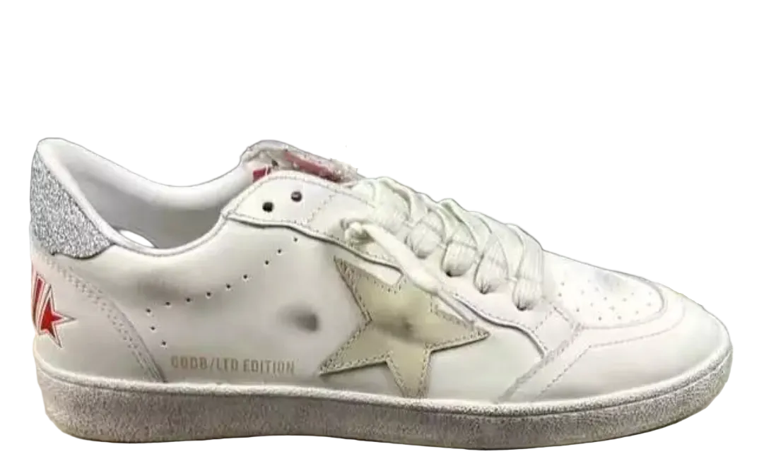 Golden Goose Ball-Star 'LTD Nappa White Star/Swarovski Crystal Heel Tab'