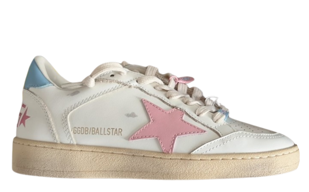 Golden Goose Ball-Star 'Pink Star/Baby Blue Heel Tab'