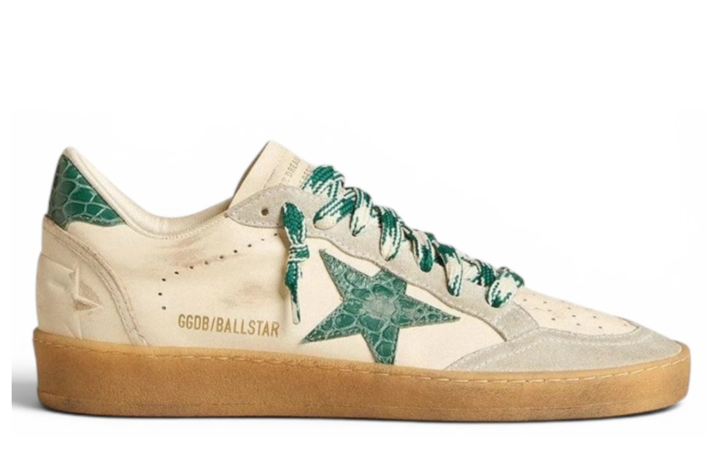 Golden Goose Ball-Star 'LTD Green Crocodile Print Star & Heel Tab'