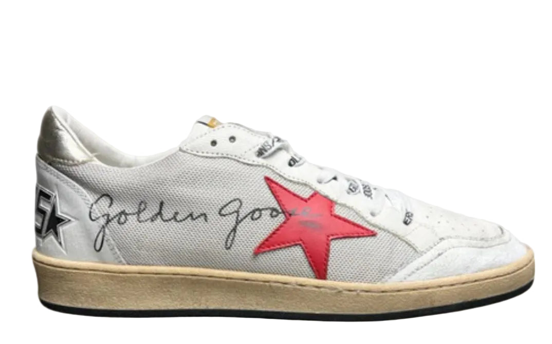 Golden Goose Ball-Star 'Mesh Signature Leather Red Star Gold Tab'