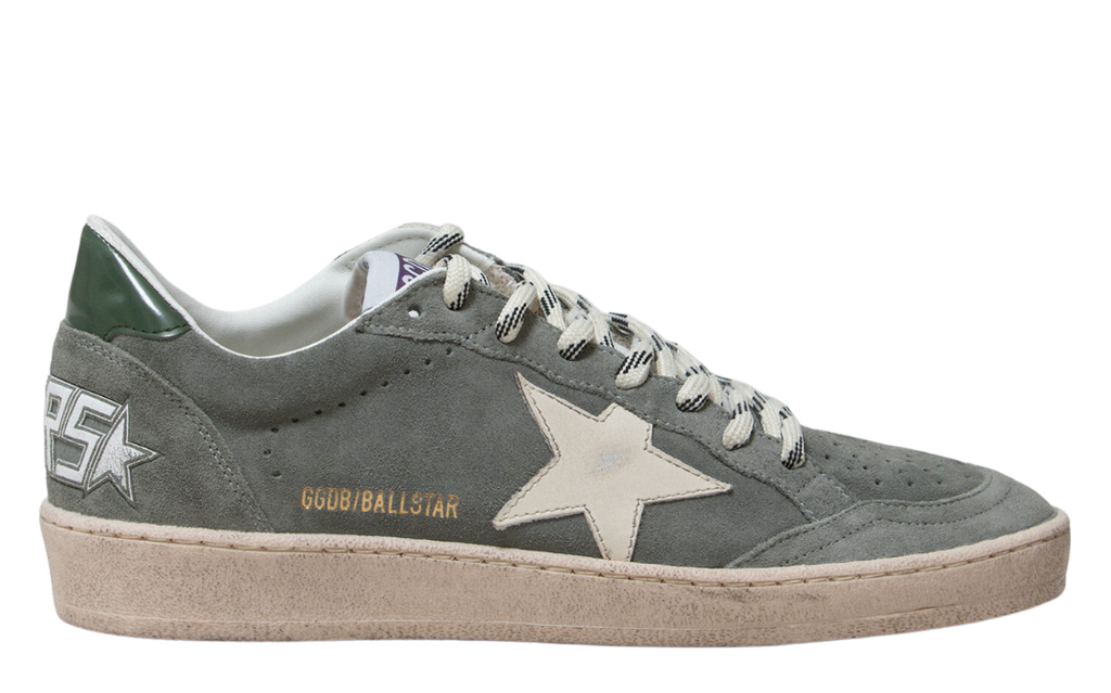 Golden Goose Ball-Star 'Grey Suede Cream Star/Green Tab