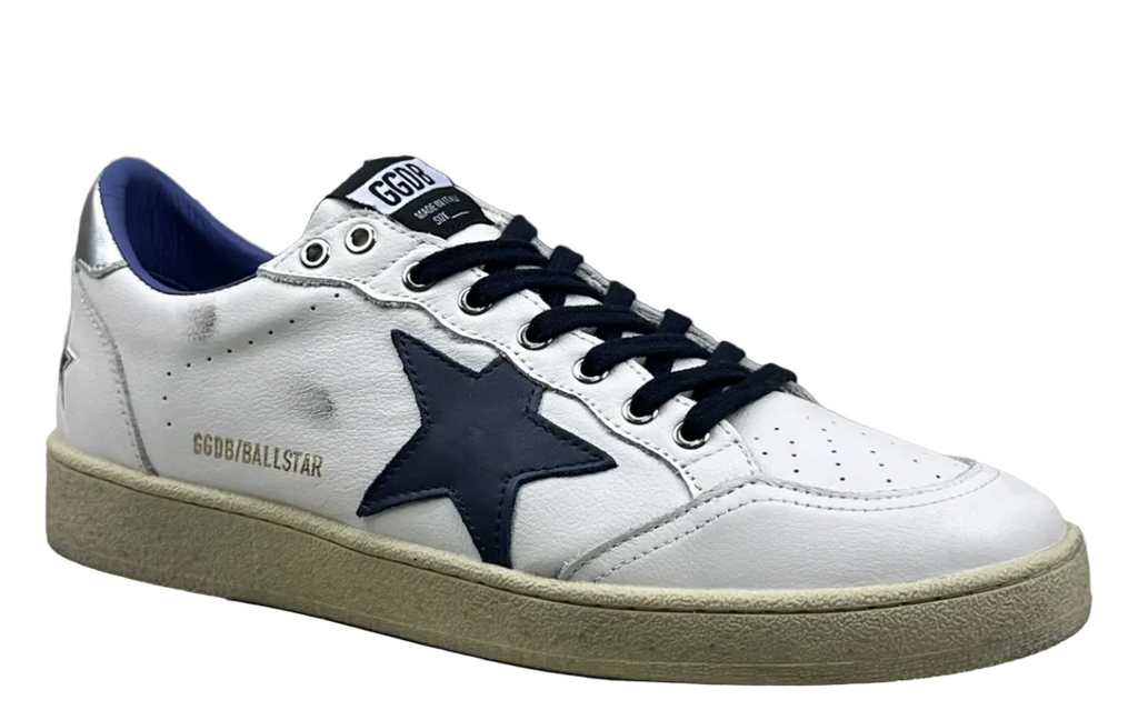 Golden Goose Ball-Star 'Dark Blue Leather Star/Silver Heel Tab'