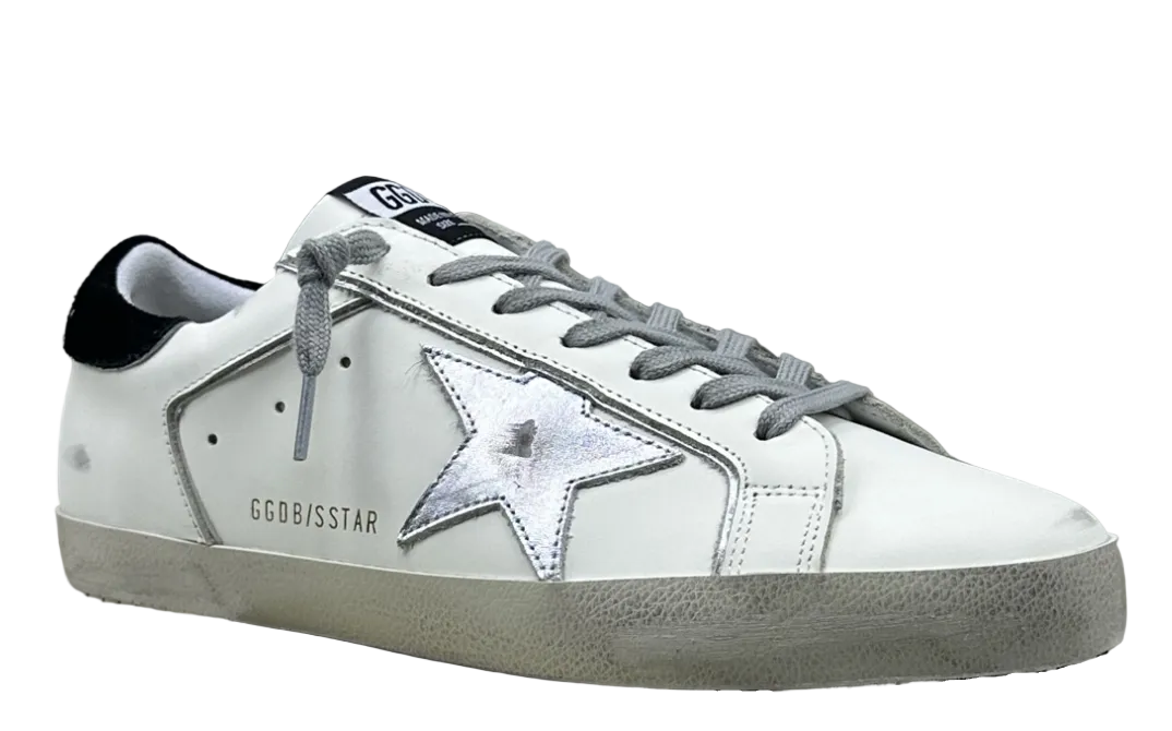 Golden Goose Super-Star 'Silver Star/Suede Black Heel Tab'