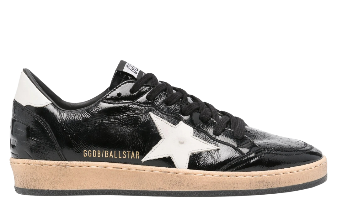 Golden Goose Ball-Star 'Black Cracked Leather White Star & Tab'