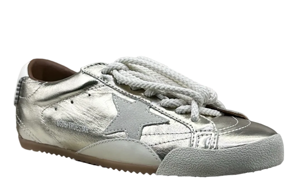 Golden Goose True-Star 'Metallic Platinum Leather Grey Suede Star/White Tab'