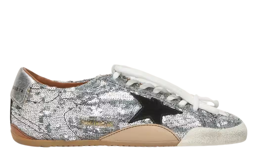 Golden Goose True-Star 'Silver Sequins Black Star/Silver Leather Heel Tab'