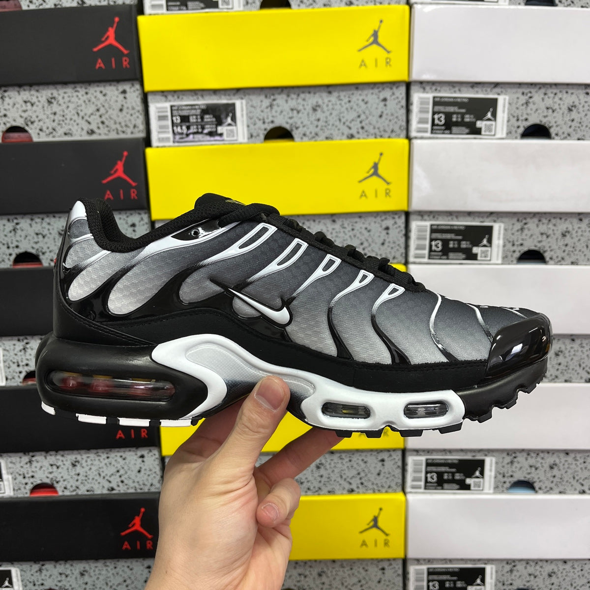 NIKE AIR MAX PLUS Black Silver White