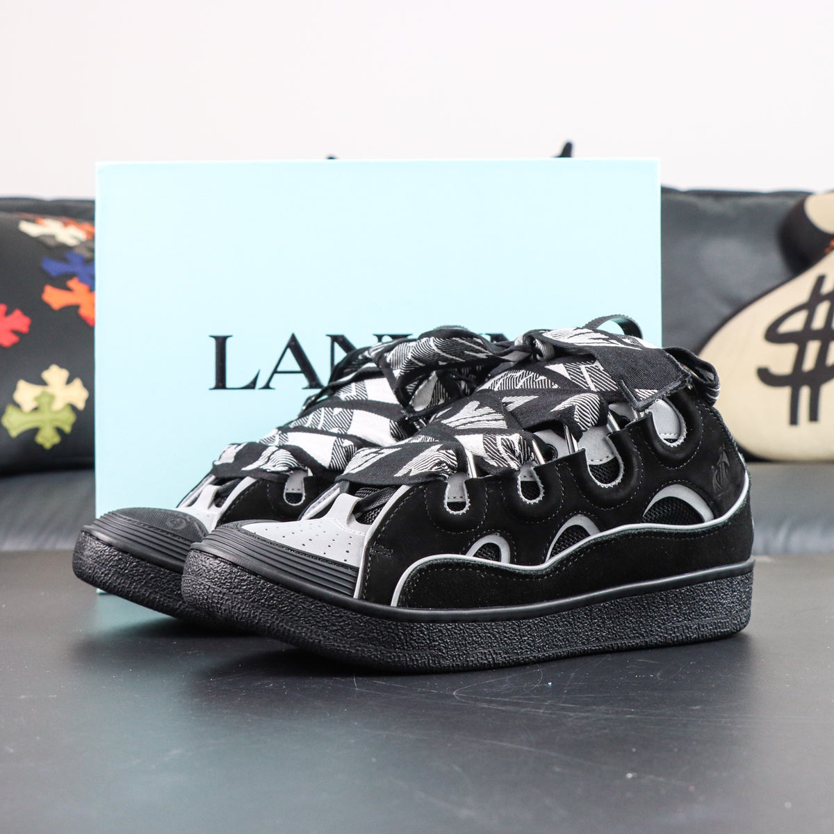 LANVIN SNEAKER  black and grey reflective