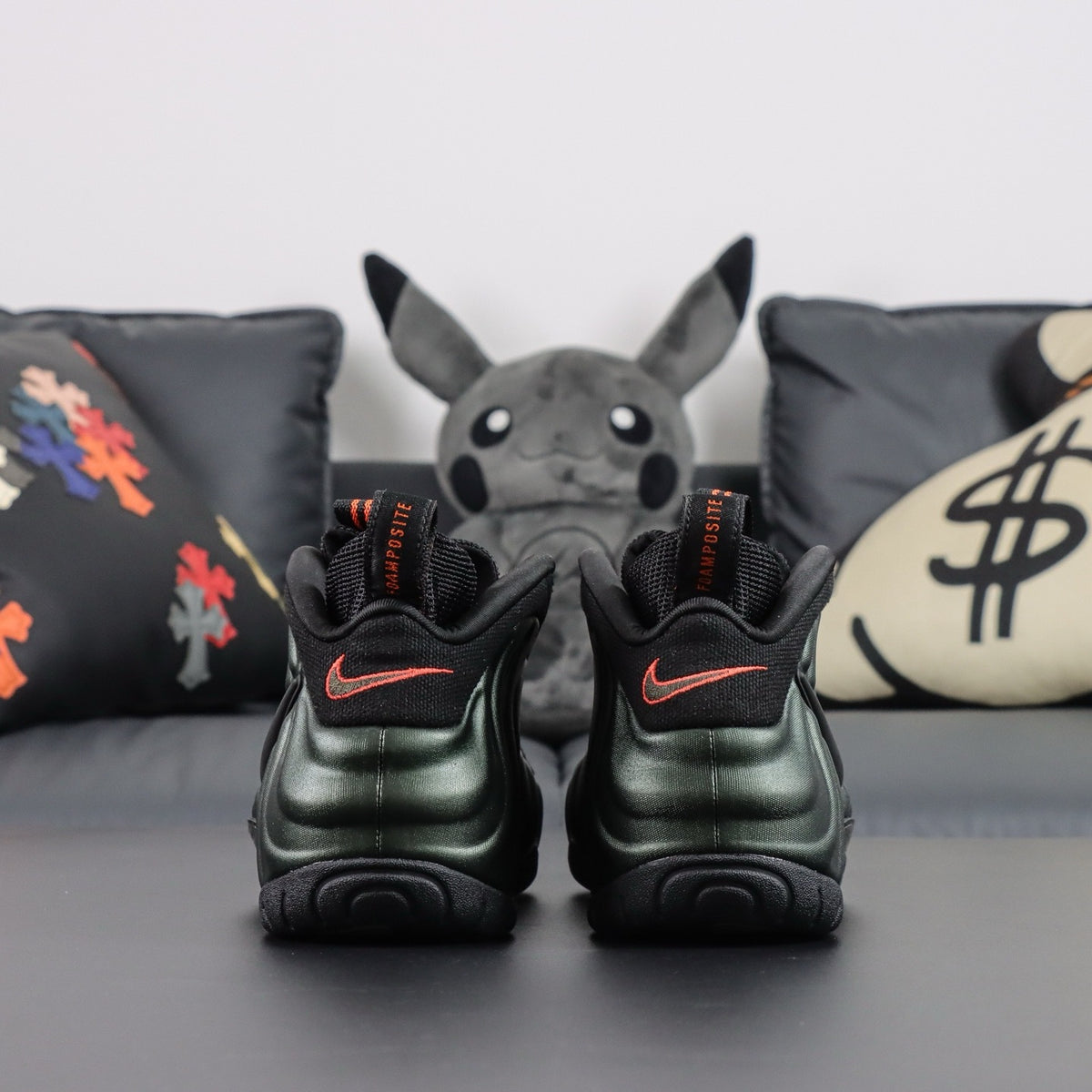 NIKE AIR  Foamposite Sequoia / Black – Team Orange