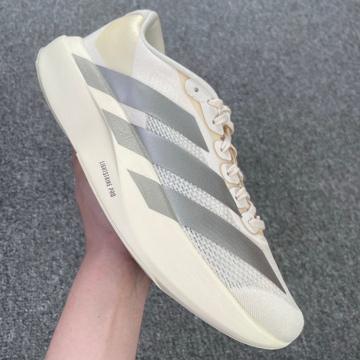 adidas Adizero Evo SL Wonder White / Cyber Metallic / Warm Vanilla (or Core White / Halo Silver)