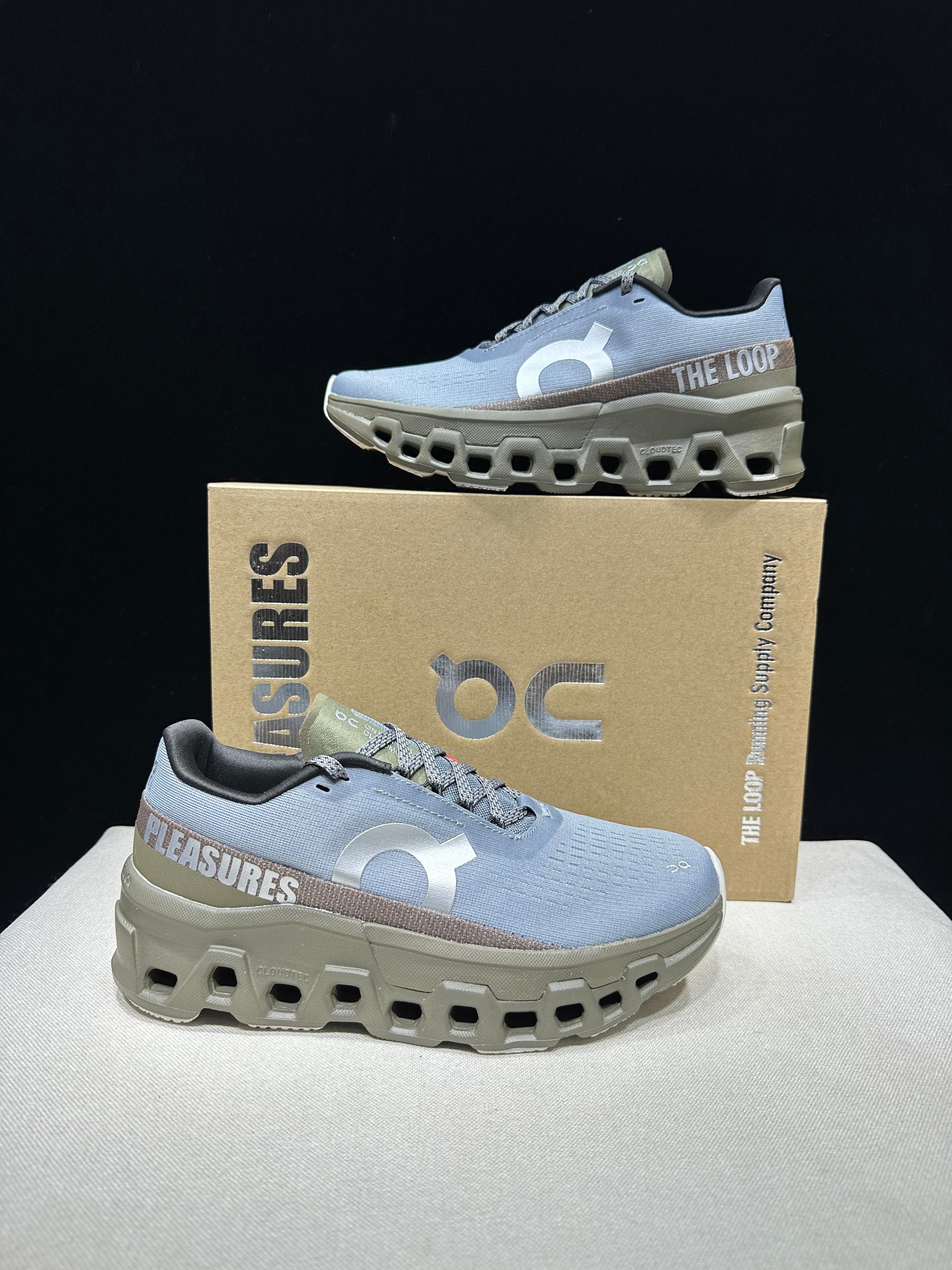 On x Pleasures x The Loop Cloudmonster 2 'Mist/Olive'