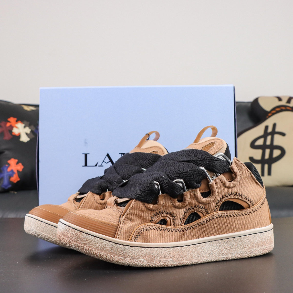 LANVIN CURB SNEAKER Camel/Amber