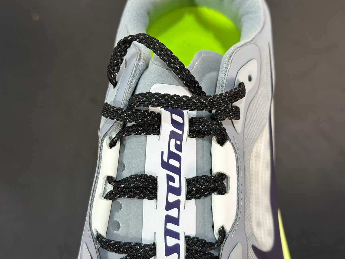 NIKE PEGASUS PREMIUN gray upper, black Swoosh, and a vibrant volt and purple