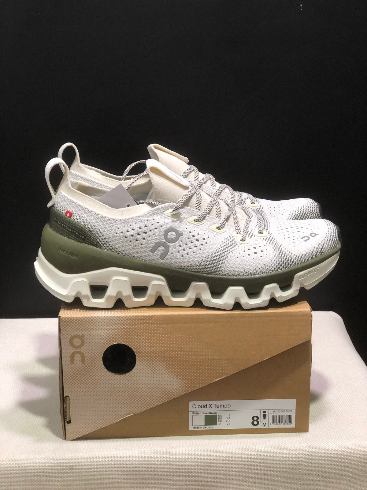 ON - CLOUD X TEMPO 1 ECLIPSE WHITE NAVY GREEN