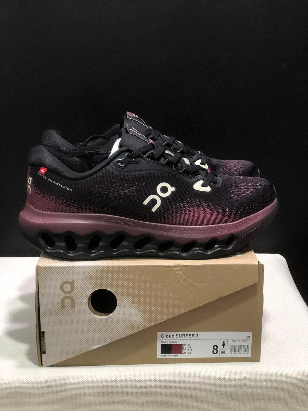 ON - CLOUDSURFER 3 BLACK RED WINE