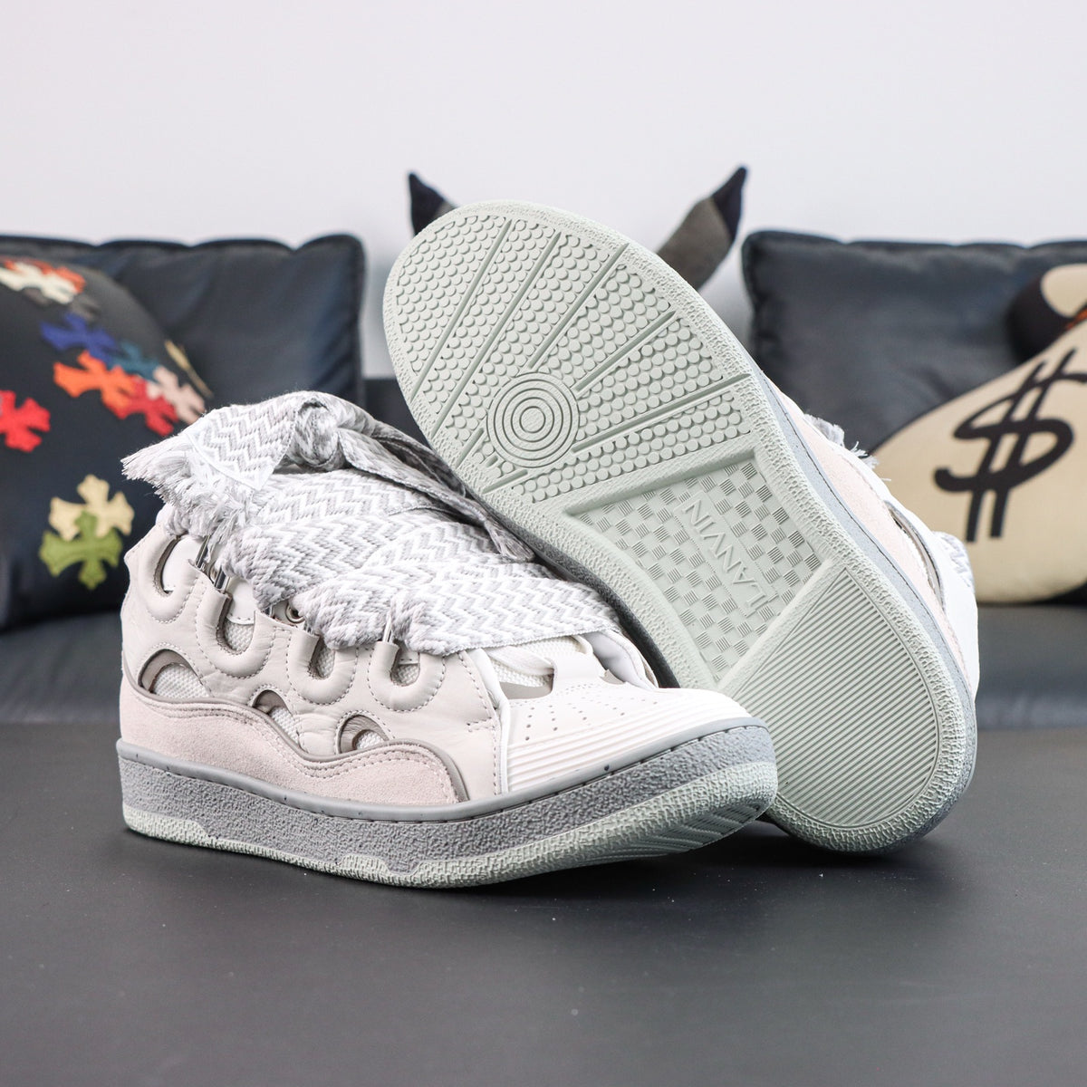 LANVIN SNEAKER Snake Laces White Grey