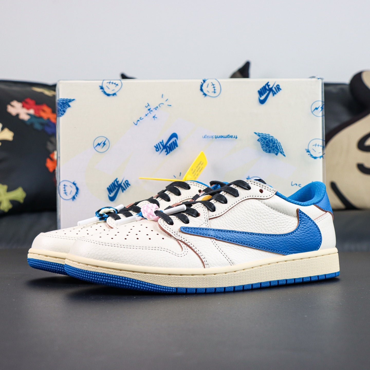 Jordan 1 Low x Travis Scott x Fragment 'Sail Military Blue'