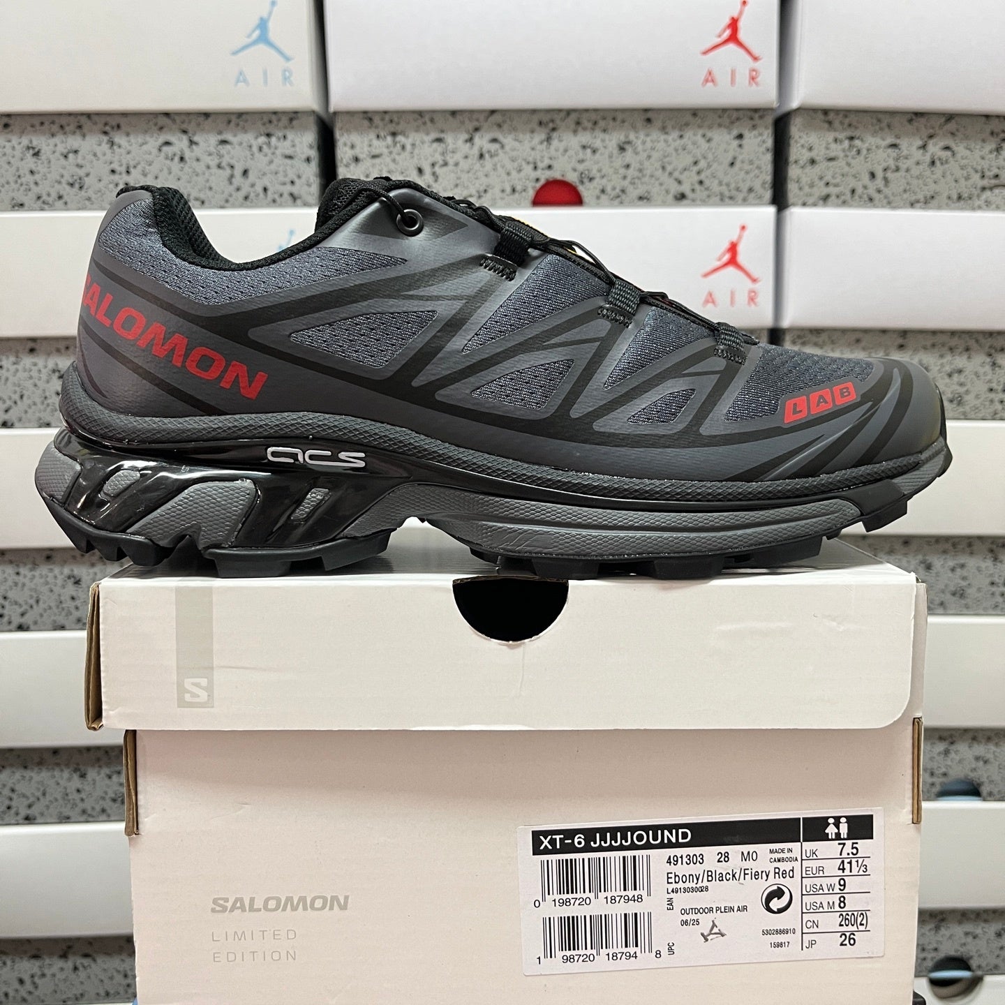 SALOMON-XT-6 JJJJound 'Black Fiery Red'