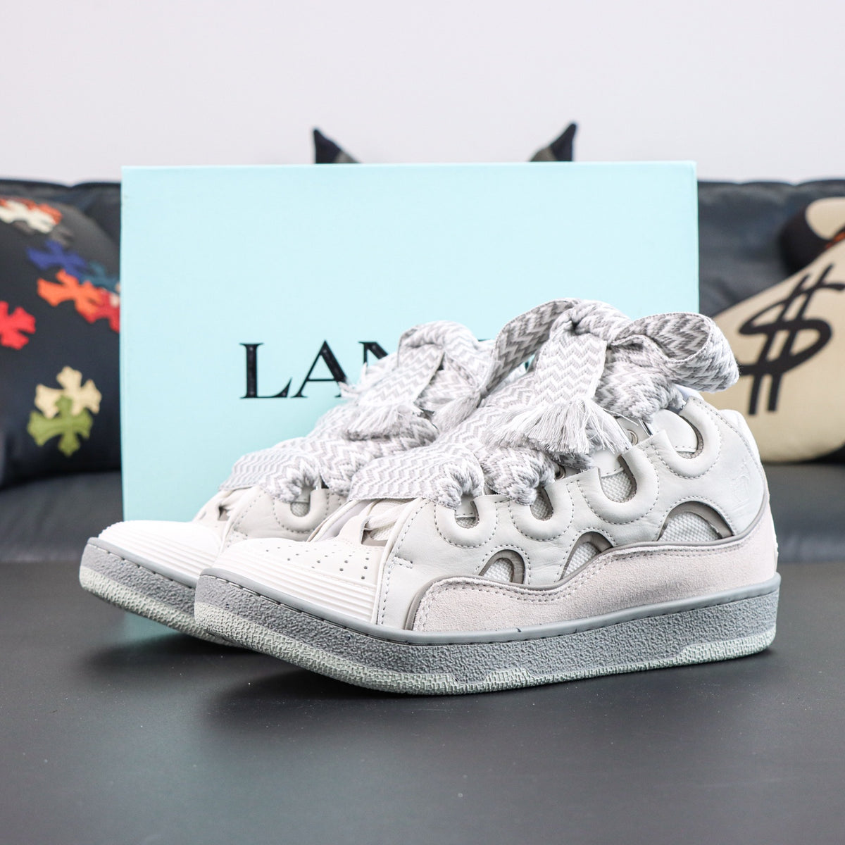 LANVIN SNEAKER Snake Laces White Grey