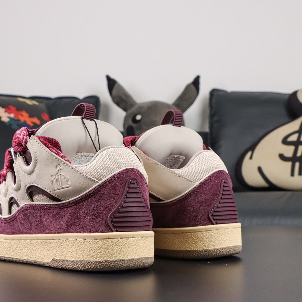 LANVIN CURB SNEAKER beige and burgundy