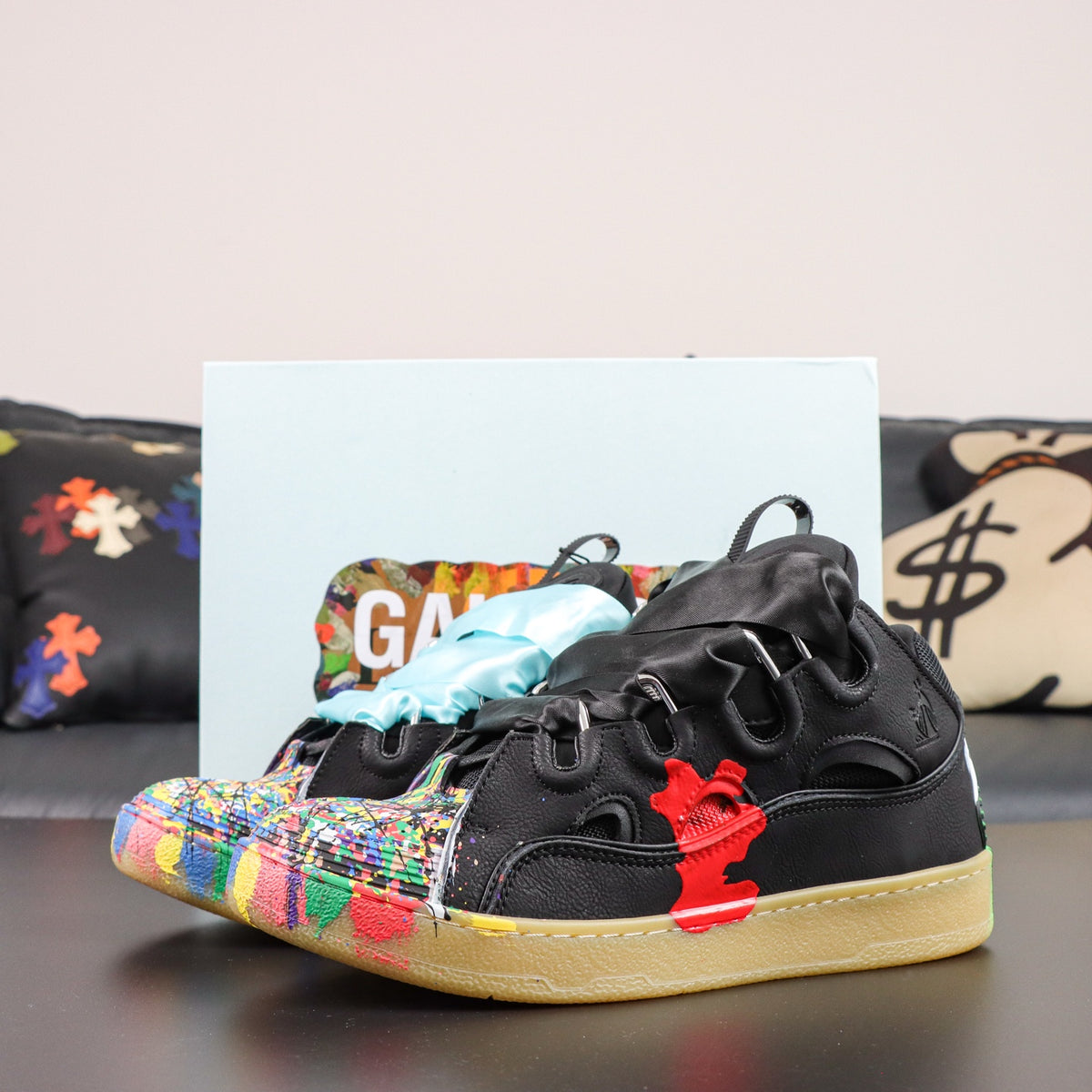 LANVIN CURB SNEAKER X Gallery Dept 'Paint Drip - Black'