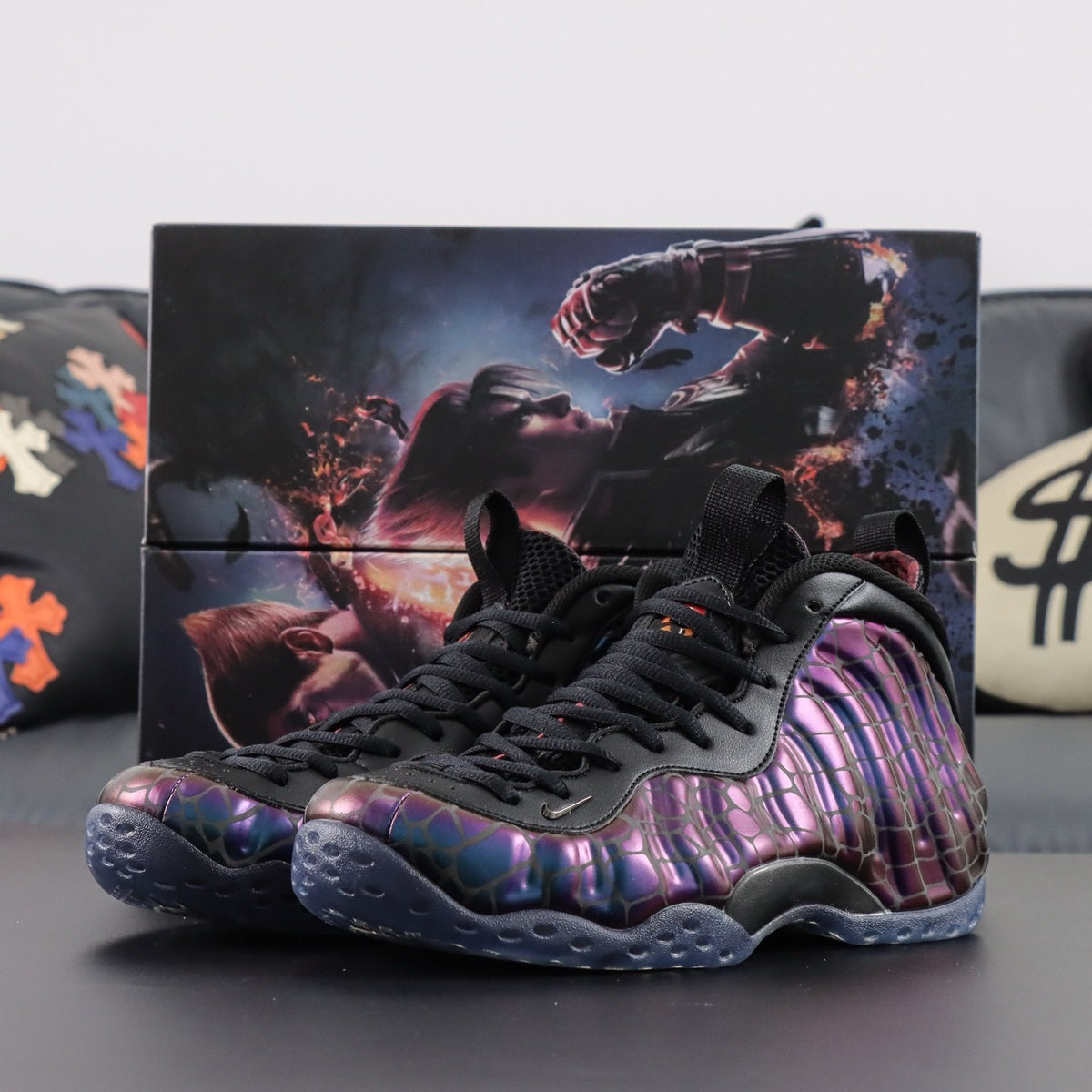 NIKE AIR FOAMPOSITE One Armory Navy / Metallic Dark Grey / Burgundy Crush