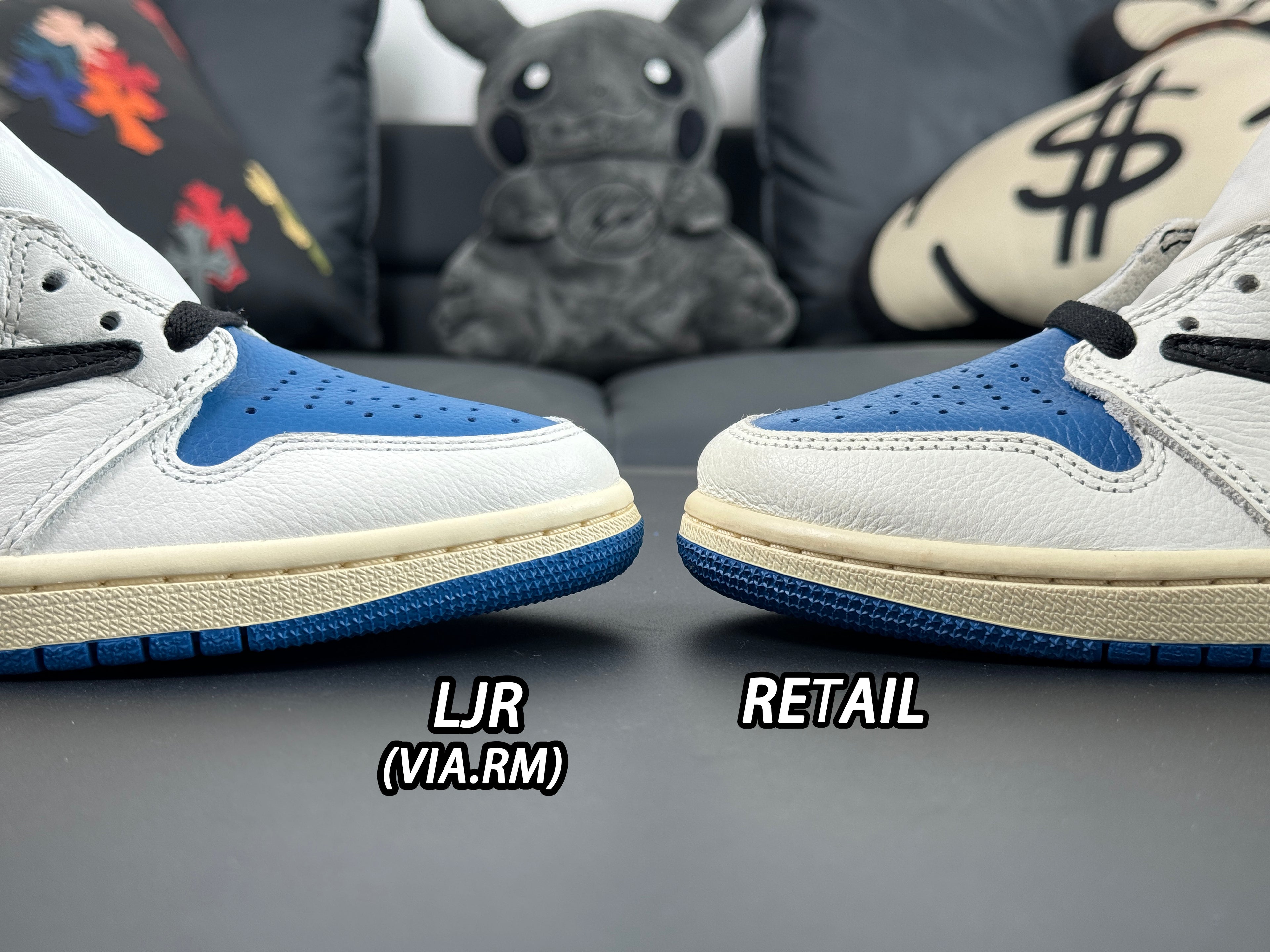 Jordan 1 Retro High x Fragment Design x Travis Scott 'Sail Black Military Blue'