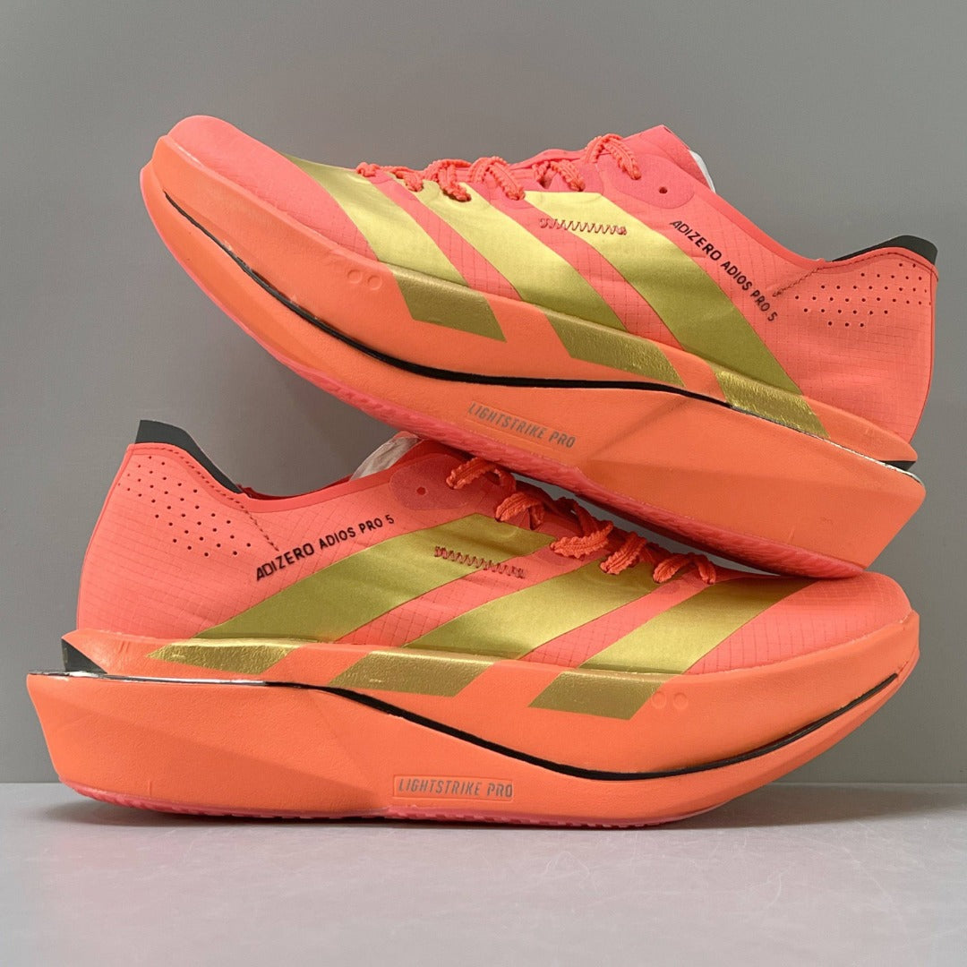 Adidas Adizero Adios Pro 5 bright coral-red and metallic gold