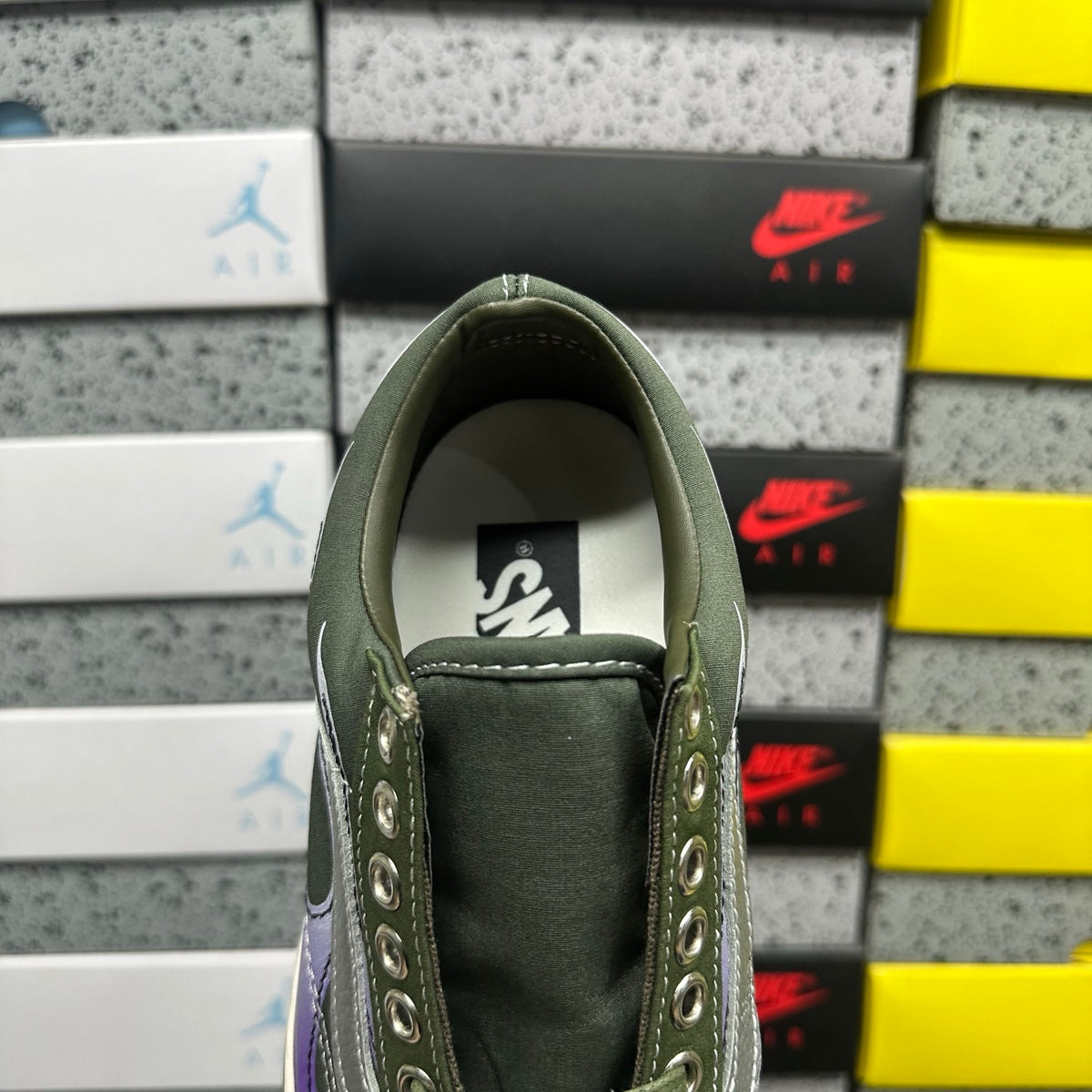 VANS OLD SKOOL ARCHIVE FLAME DARK GREEN WHITE