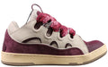 LANVIN CURB SNEAKER beige and burgundy