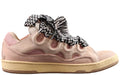 LANVIN SNEAKER  pink colorway, featuring an oversized padded tongue and wide black-and-white zigzag laces
