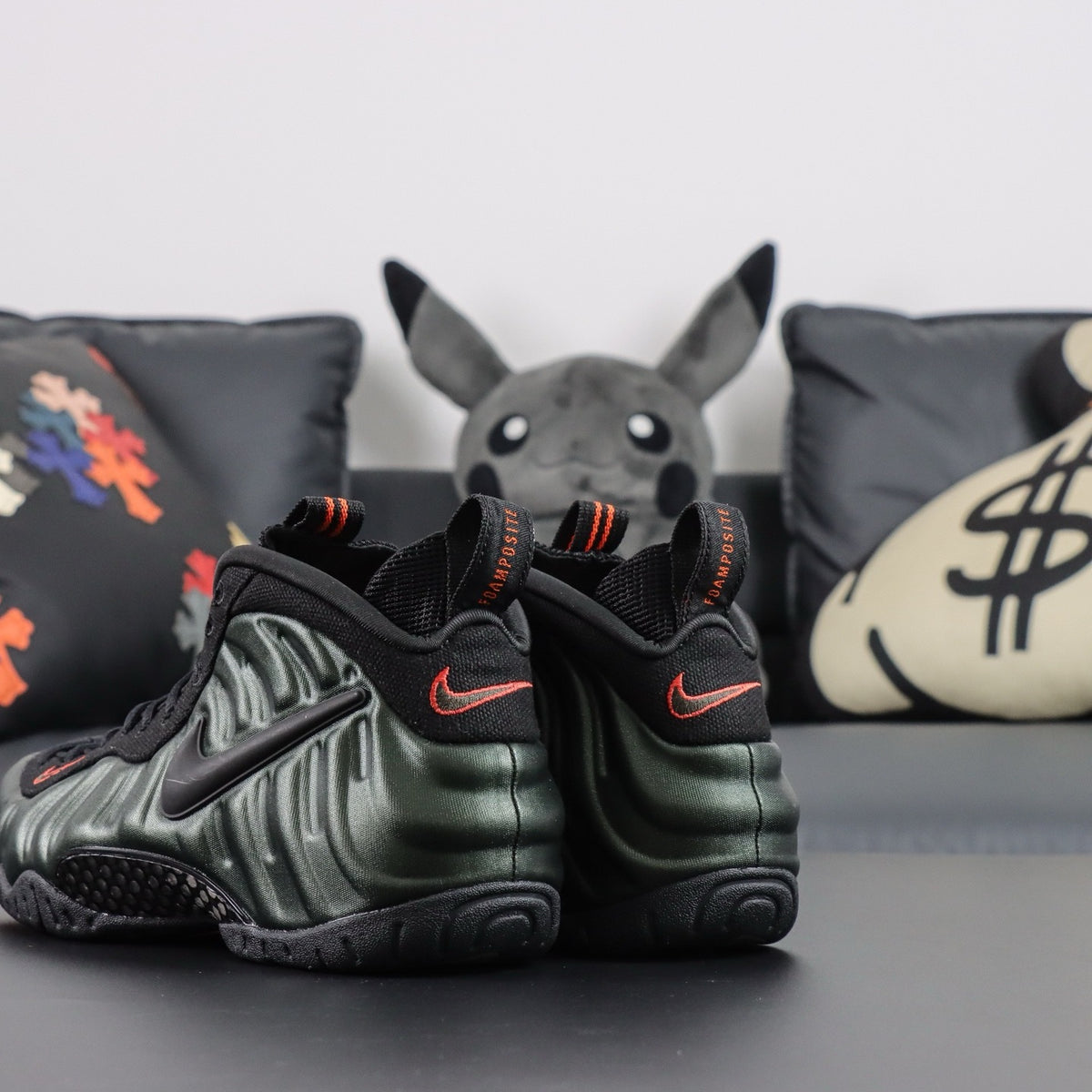 NIKE AIR  Foamposite Sequoia / Black – Team Orange