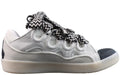 LANVIN SNEAKER white with oversized black-and-white zigzag-print laces and a transparent rubber sole