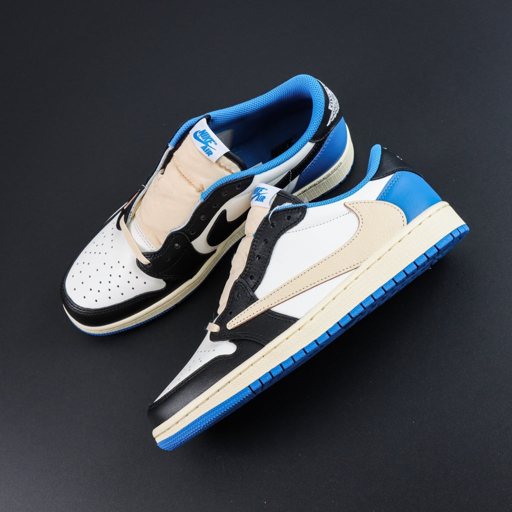 Jordan 1 Retro Low x Fragment Design x Travis Scott x 'Sail Black Military Blue'