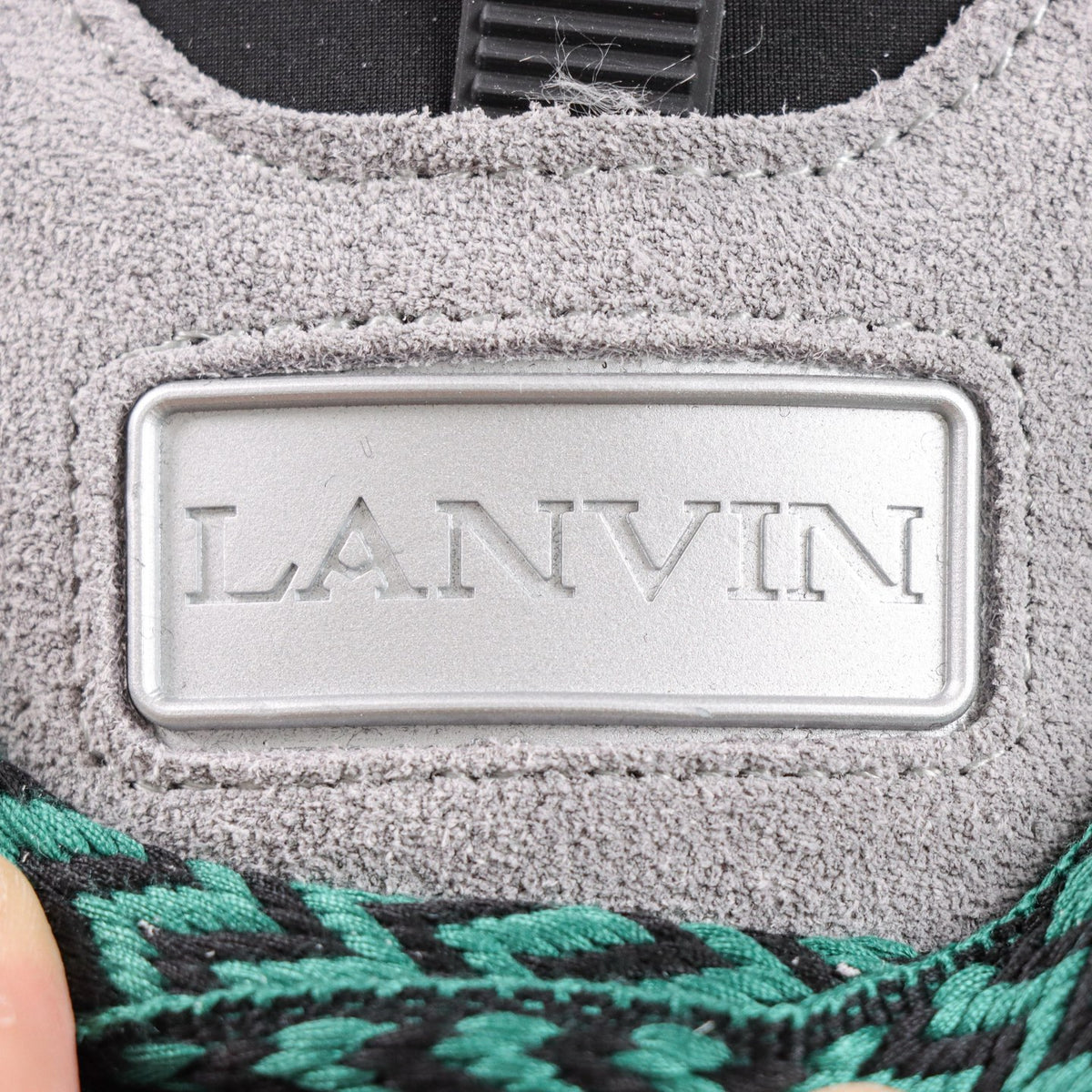 LANVIN CURB SNEAKER grey, dark green, and pink