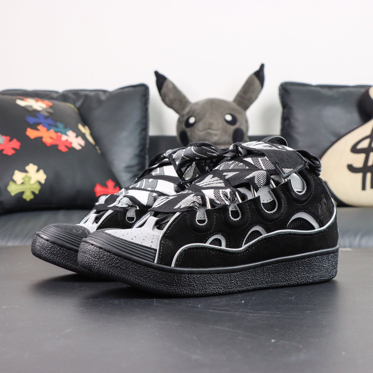 LANVIN SNEAKER  black and grey reflective