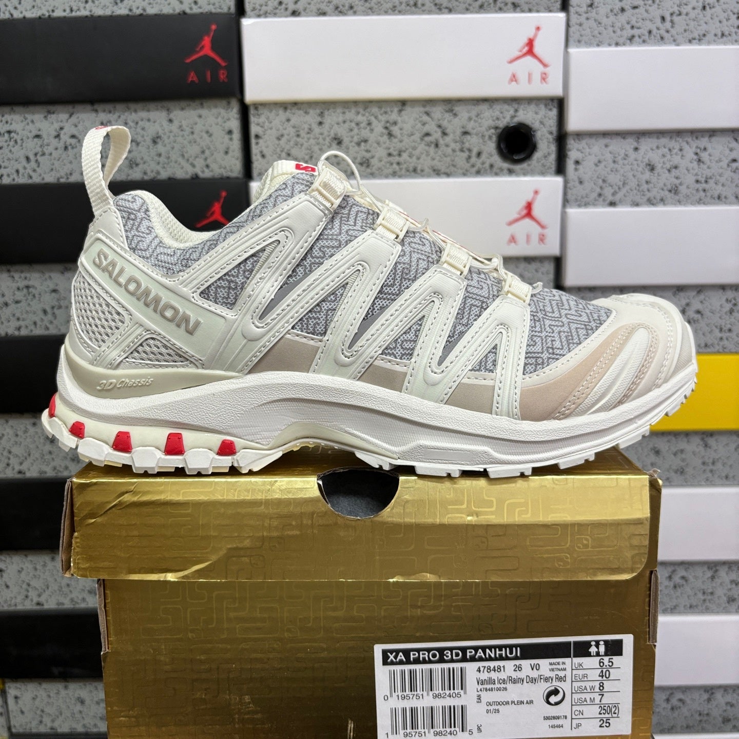 SALOMON-XA Pro 3D Panhui 'Vanilla Ice Rainy Day Fiery Red'
