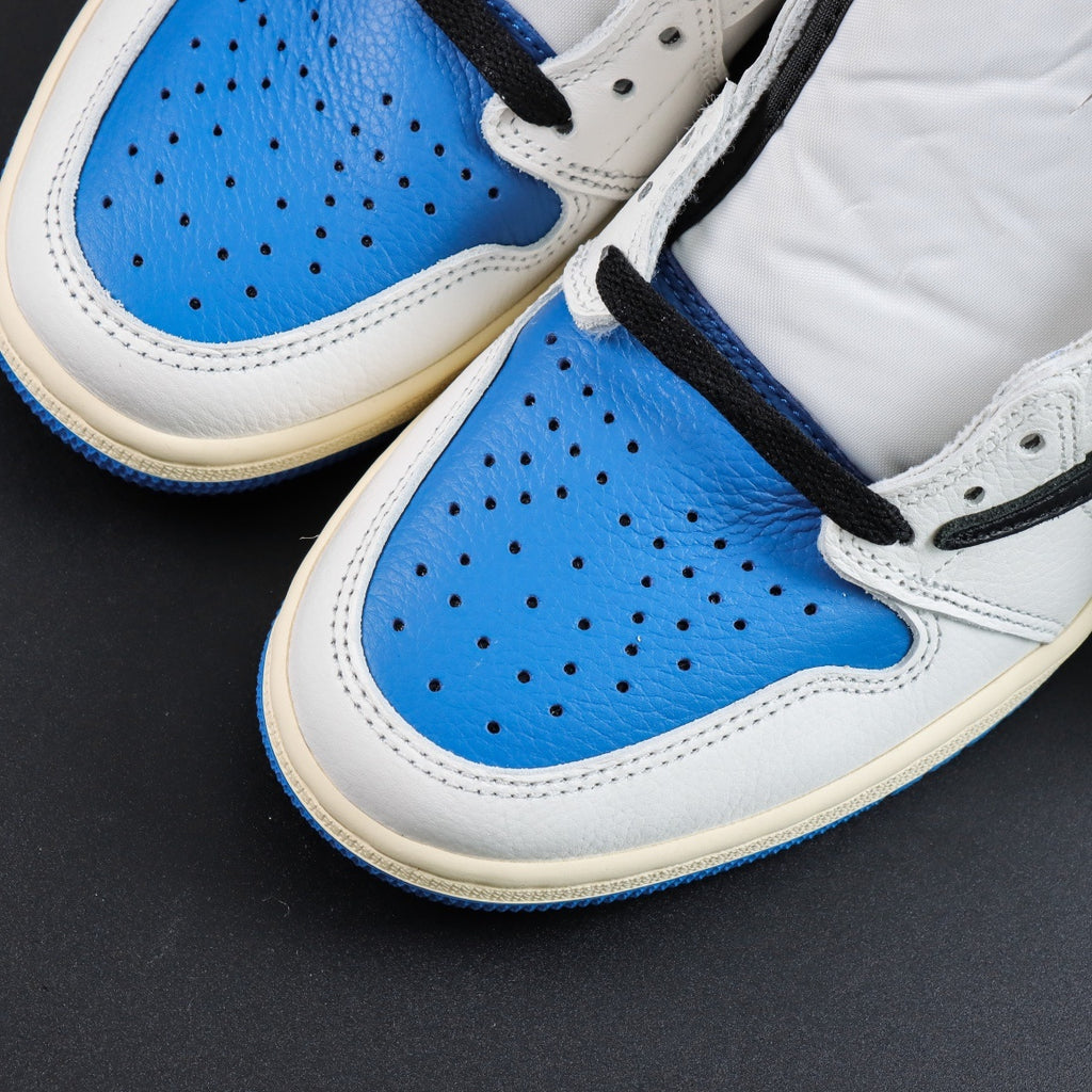 Jordan 1 Retro High x Fragment Design x Travis Scott 'Sail Black Military Blue