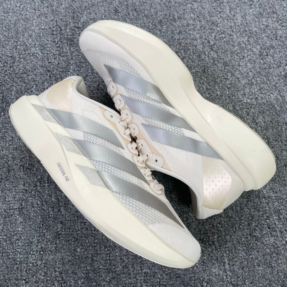 adidas Adizero Evo SL Wonder White / Cyber Metallic / Warm Vanilla (or Core White / Halo Silver)