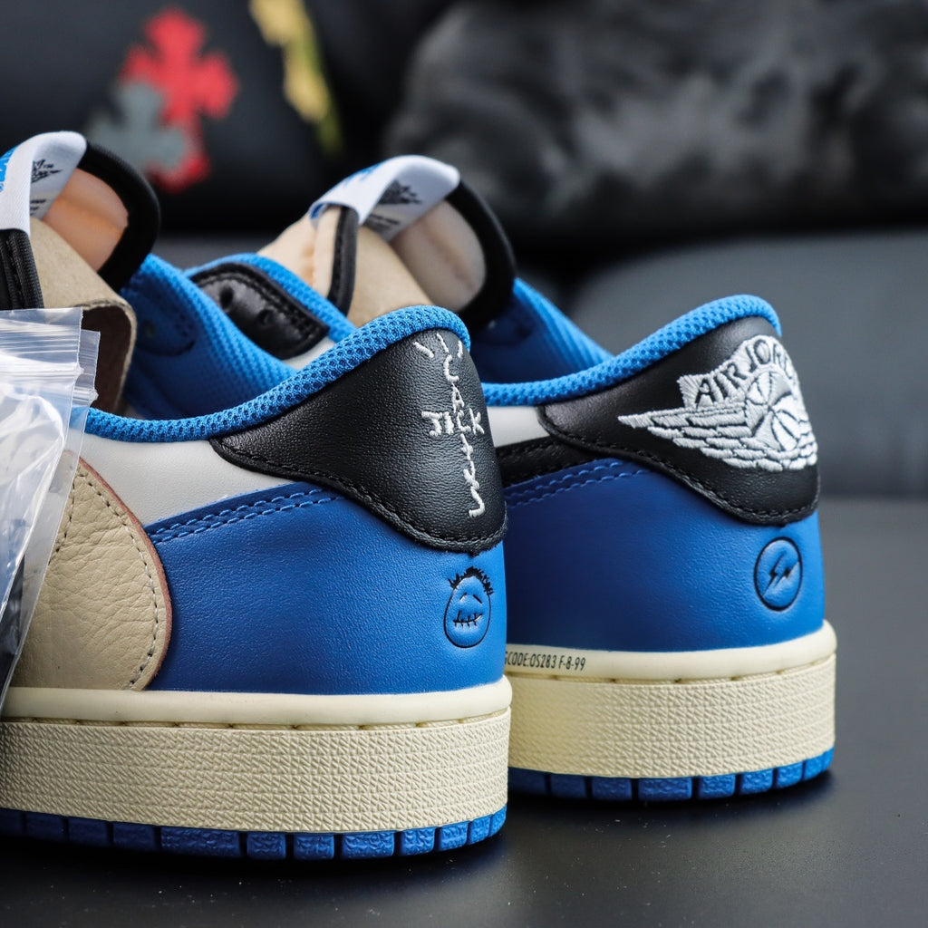 Jordan 1 Retro Low x Fragment Design x Travis Scott x 'Sail Black Military Blue'