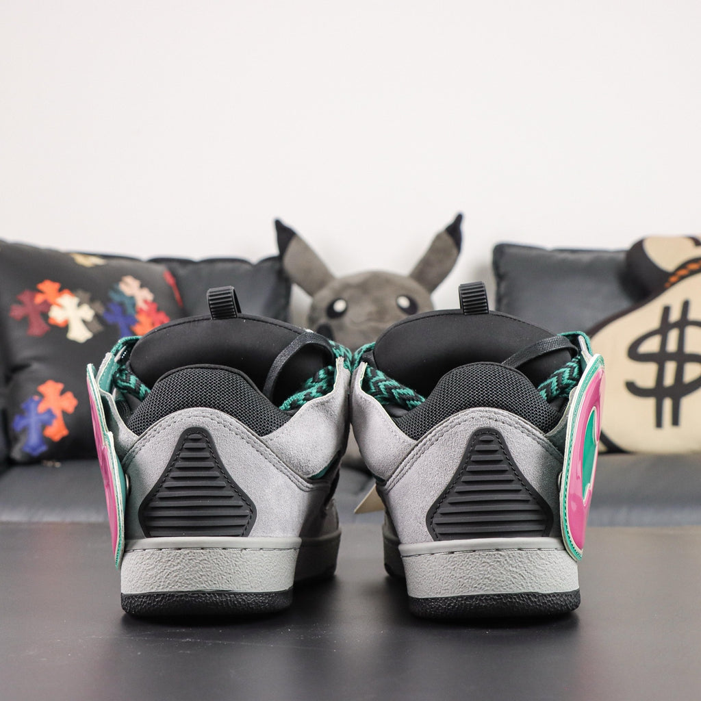 LANVIN CURB SNEAKER grey, dark green, and pink