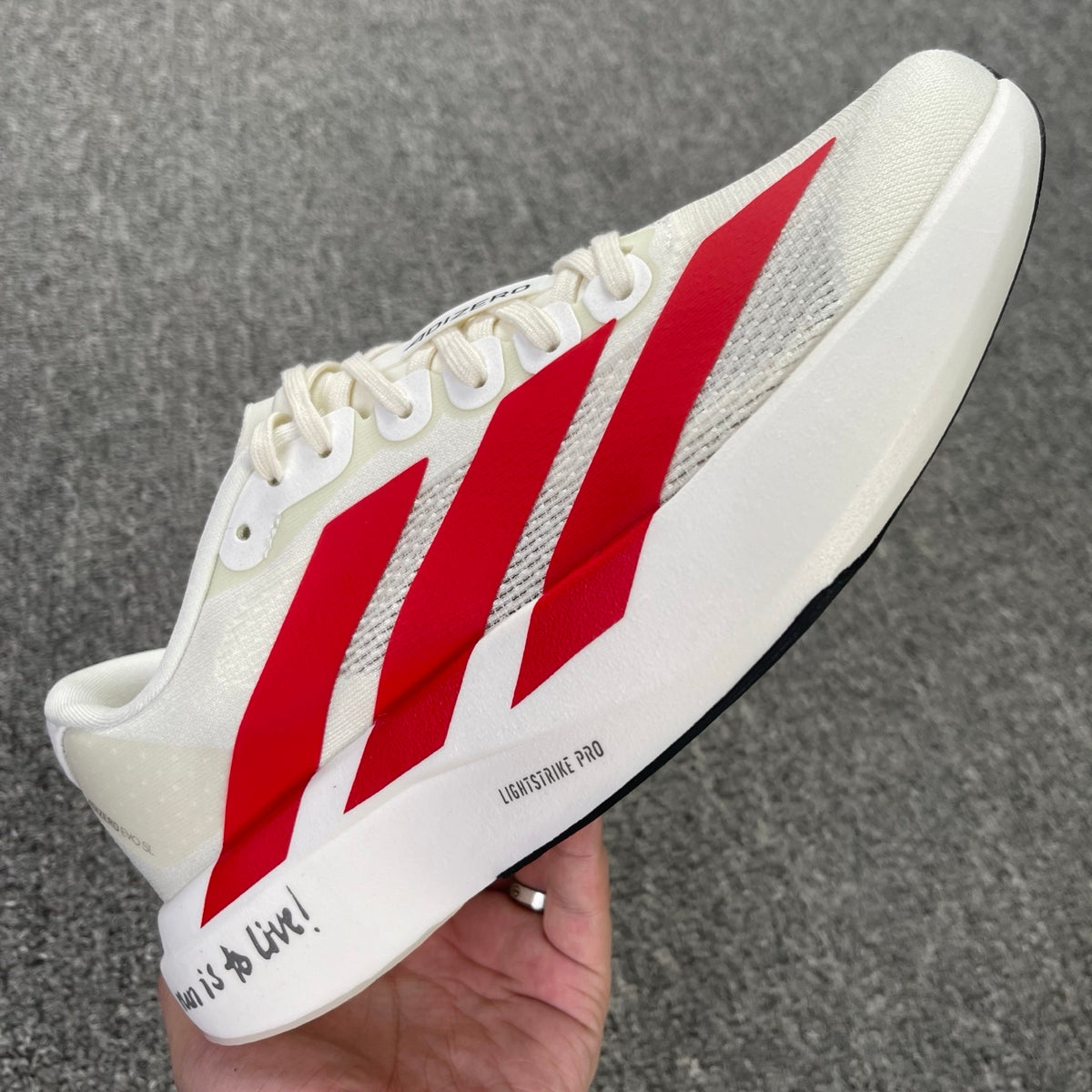 adidas Adizero Evo SL Off White / Better Scarlet / Core Black