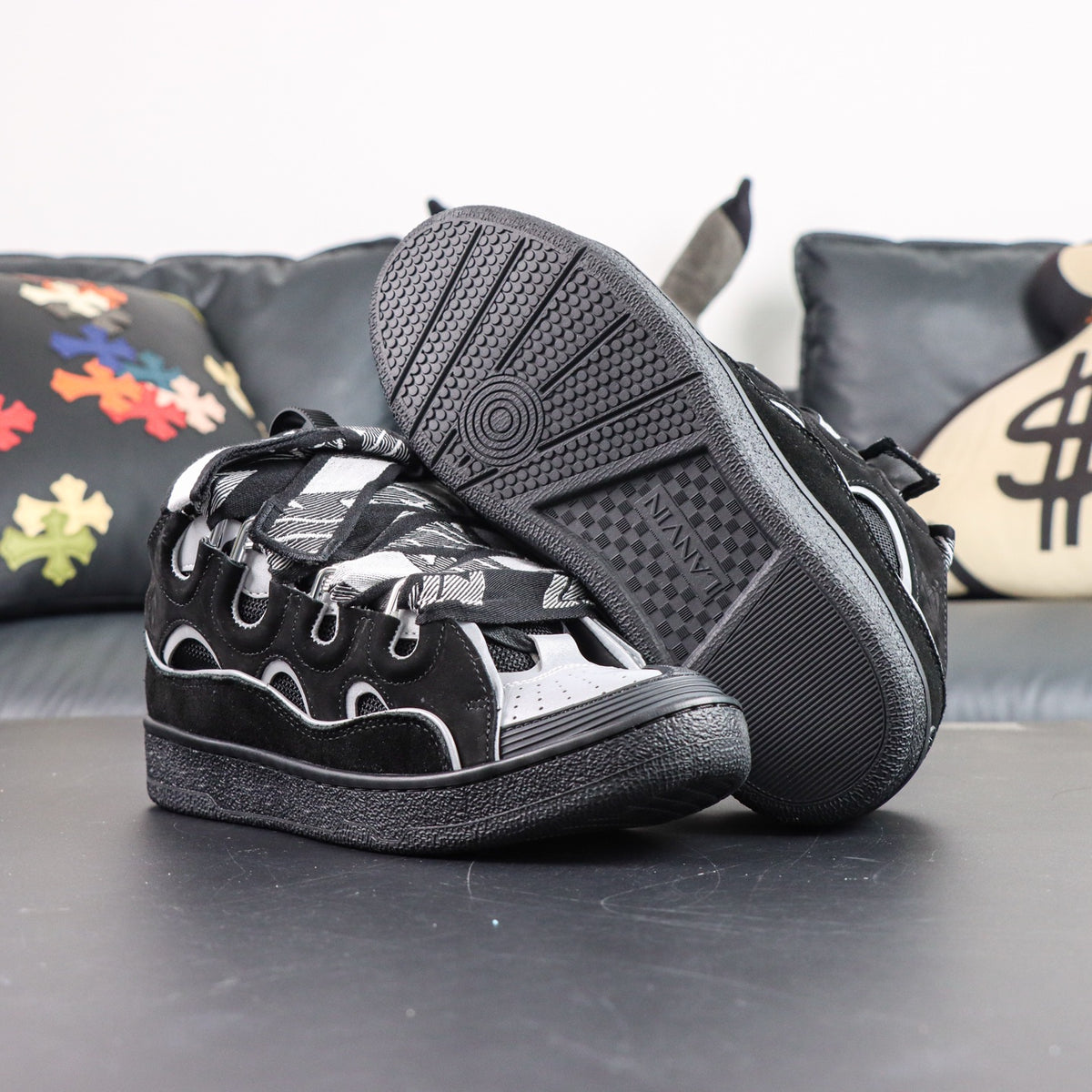 LANVIN SNEAKER  black and grey reflective