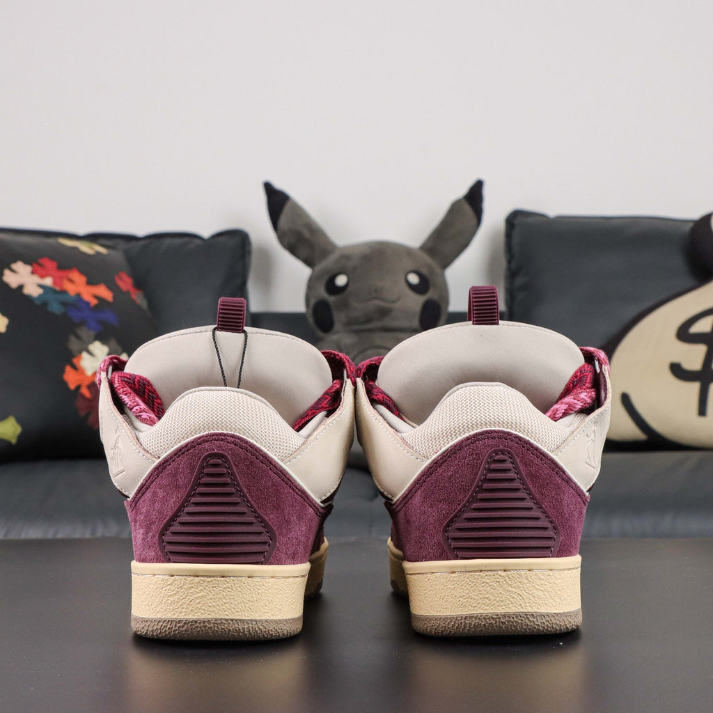 LANVIN CURB SNEAKER beige and burgundy