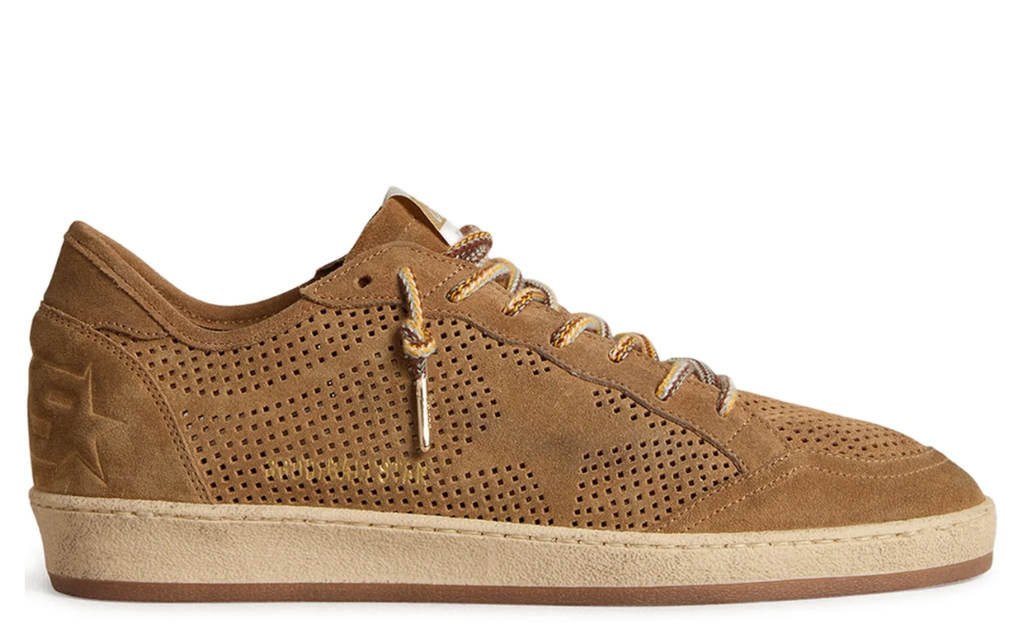Golden Goose Ball-Star 'Camel Brown Suede Star & Heel Tab'