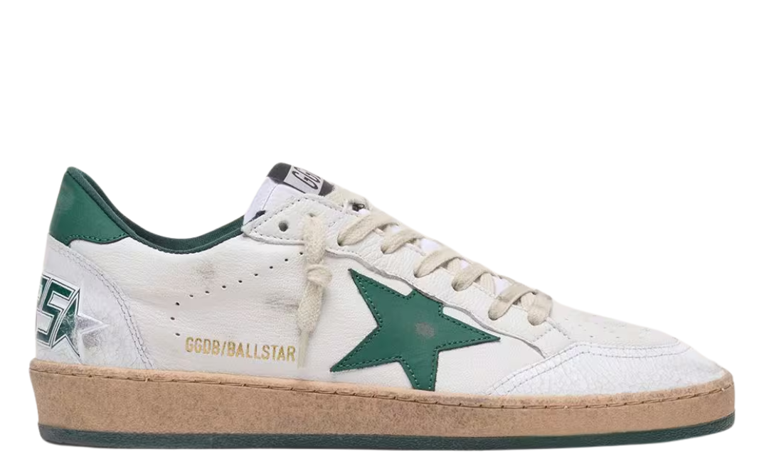 Golden Goose Ball-Star 'Green Leather Star & Heel Tab'