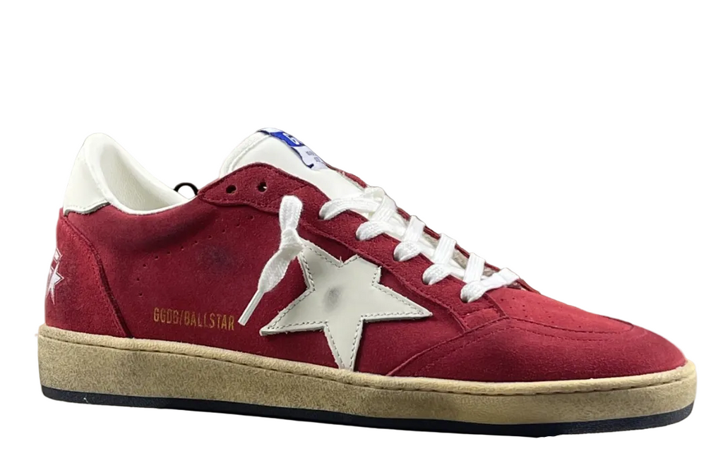Golden Goose Ball-Star 'Red Suede White Leather Star & Heel Tab'