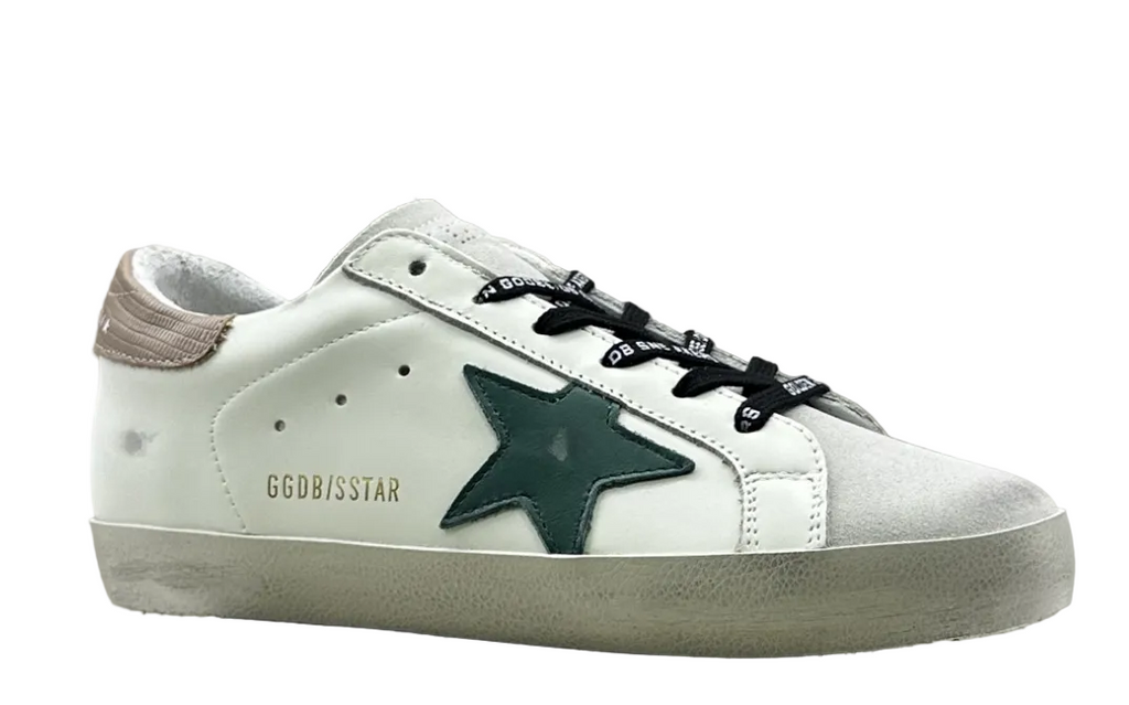 Golden Goose Super-Star 'Green Leather Star/Light Brown Leather Heel Tab'